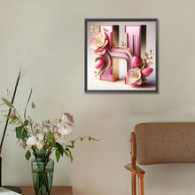 Load image into Gallery viewer, Diamond Painting - Full Round - Pink flower letter H (30*30CM)