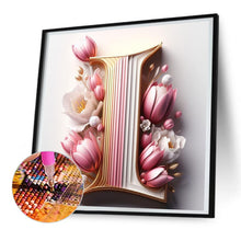 Load image into Gallery viewer, Diamond Painting - Full Round - Pink flower letter I (30*30CM)