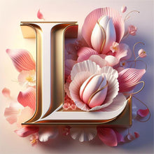 Load image into Gallery viewer, Diamond Painting - Full Round - pink flower letter L (30*30CM)
