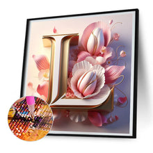Load image into Gallery viewer, Diamond Painting - Full Round - pink flower letter L (30*30CM)