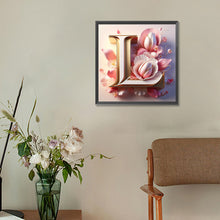 Load image into Gallery viewer, Diamond Painting - Full Round - pink flower letter L (30*30CM)