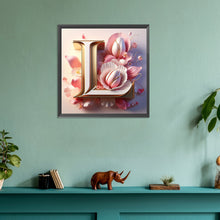Load image into Gallery viewer, Diamond Painting - Full Round - pink flower letter L (30*30CM)
