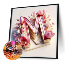 Load image into Gallery viewer, Diamond Painting - Full Round - Pink flower letter M (30*30CM)