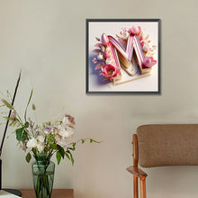 Load image into Gallery viewer, Diamond Painting - Full Round - Pink flower letter M (30*30CM)