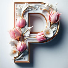 Load image into Gallery viewer, Diamond Painting - Full Round - pink flower letter P (30*30CM)