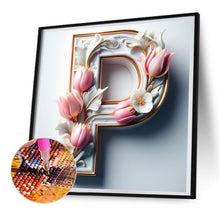 Load image into Gallery viewer, Diamond Painting - Full Round - pink flower letter P (30*30CM)
