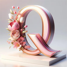 Load image into Gallery viewer, Diamond Painting - Full Round - Pink flower letter Q (30*30CM)