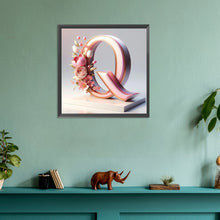 Load image into Gallery viewer, Diamond Painting - Full Round - Pink flower letter Q (30*30CM)