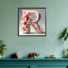 Load image into Gallery viewer, Diamond Painting - Full Round - Pink flower letter R (30*30CM)