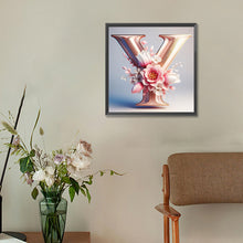 Load image into Gallery viewer, Diamond Painting - Full Round - pink flower letter Y (30*30CM)