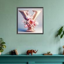 Load image into Gallery viewer, Diamond Painting - Full Round - pink flower letter Y (30*30CM)