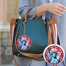 Load image into Gallery viewer, 6Pcs Double Side Optimistic Old Lady Diamond Art Craft Keychain DIY Crafts Decor