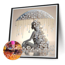 Load image into Gallery viewer, Diamond Painting - Partial Special Shaped - long hair woman with artistic umbrella (30*30CM)