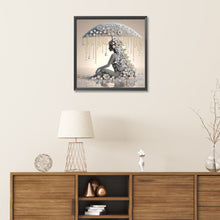 Load image into Gallery viewer, Diamond Painting - Partial Special Shaped - long hair woman with artistic umbrella (30*30CM)