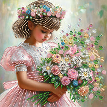 Load image into Gallery viewer, Diamond Painting - Partial Special Shaped - flower girl (30*30CM)