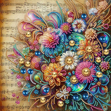 Load image into Gallery viewer, Diamond Painting - Partial Special Shaped - blooming flowers on sheet music (30*30CM)