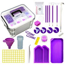 Load image into Gallery viewer, 111Pcs DIY Diamond Painting Tools Set Tweezers Art Craft Supplies (Purple)