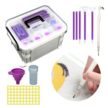 Load image into Gallery viewer, 111Pcs DIY Diamond Painting Tools Set Tweezers Art Craft Supplies (Purple)