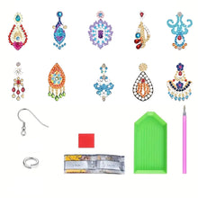 Load image into Gallery viewer, 10 Pairs Double Sided Retro Pattern Holiday Diamond Art Earrings for Women Girls