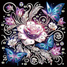 Load image into Gallery viewer, Diamond Painting - Partial Special Shaped - night rose butterfly (30*30CM)