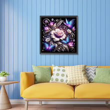 Load image into Gallery viewer, Diamond Painting - Partial Special Shaped - night rose butterfly (30*30CM)