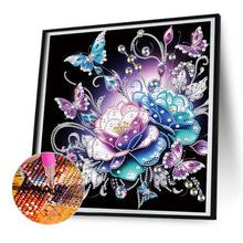 Load image into Gallery viewer, Diamond Painting - Partial Special Shaped - night rose butterfly (30*30CM)