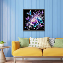 Load image into Gallery viewer, Diamond Painting - Partial Special Shaped - night rose butterfly (30*30CM)
