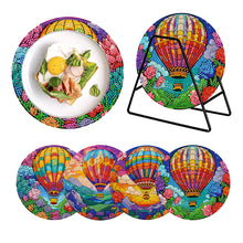 Load image into Gallery viewer, 4Pcs Diamond Painting Placemat Hot Air Balloon and Flower Art Craft Supplies