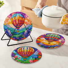 Load image into Gallery viewer, 4Pcs Diamond Painting Placemat Hot Air Balloon and Flower Art Craft Supplies