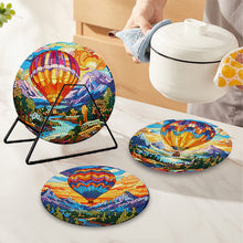 Load image into Gallery viewer, 4Pcs Diamond Painting Placemat Hot Air Balloon and Mountain Art Craft Supplies