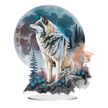 Load image into Gallery viewer, Acrylic Moon Wolf Table Top Diamond Painting Ornament Kits Home Bedroom Decor