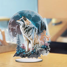 Load image into Gallery viewer, Acrylic Moon Wolf Table Top Diamond Painting Ornament Kits Home Bedroom Decor