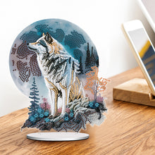Load image into Gallery viewer, Acrylic Moon Wolf Table Top Diamond Painting Ornament Kits Home Bedroom Decor