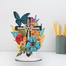 Load image into Gallery viewer, Acrylic Cross Butterfly Diamond Painting Desktop Ornaments Kit Home Decoration