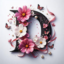 Load image into Gallery viewer, Diamond Painting - Full Round - Daisy Butterfly Letter D (30*30CM)
