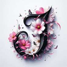 Load image into Gallery viewer, Diamond Painting - Full Round - Daisy Butterfly Letter J (30*30CM)