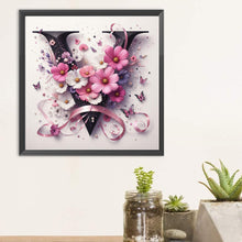 Load image into Gallery viewer, Diamond Painting - Full Round - Daisy Butterfly Letter V (30*30CM)