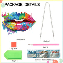Load image into Gallery viewer, Acrylic Special Shape Colorful Lip Diamond Art Pendant Art Crafts Supplies