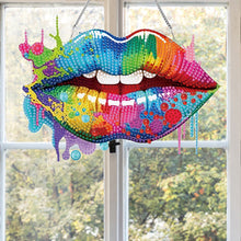 Load image into Gallery viewer, Acrylic Special Shape Colorful Lip Diamond Art Pendant Art Crafts Supplies
