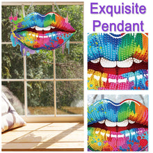 Load image into Gallery viewer, Acrylic Special Shape Colorful Lip Diamond Art Pendant Art Crafts Supplies