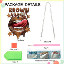 Load image into Gallery viewer, Acrylic Special Shape Brown Sugar Lip Diamond Art Pendant Art Crafts Supplies