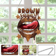 Load image into Gallery viewer, Acrylic Special Shape Brown Sugar Lip Diamond Art Pendant Art Crafts Supplies