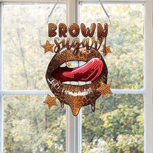 Load image into Gallery viewer, Acrylic Special Shape Brown Sugar Lip Diamond Art Pendant Art Crafts Supplies