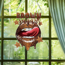 Load image into Gallery viewer, Acrylic Special Shape Brown Sugar Lip Diamond Art Pendant Art Crafts Supplies