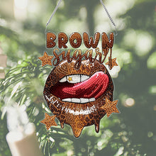 Load image into Gallery viewer, Acrylic Special Shape Brown Sugar Lip Diamond Art Pendant Art Crafts Supplies