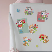 Load image into Gallery viewer, Flower Cats Special Shape Diamond Painting Fridge Magnet for DIY Art Crafts