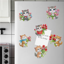 Load image into Gallery viewer, Flower Cats Special Shape Diamond Painting Fridge Magnet for DIY Art Crafts
