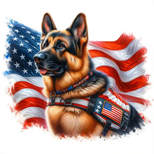 Load image into Gallery viewer, Diamond Painting - Full Round - American Flag Military Dog (30*30CM)