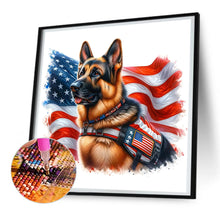 Load image into Gallery viewer, Diamond Painting - Full Round - American Flag Military Dog (30*30CM)