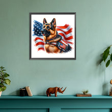 Load image into Gallery viewer, Diamond Painting - Full Round - American Flag Military Dog (30*30CM)